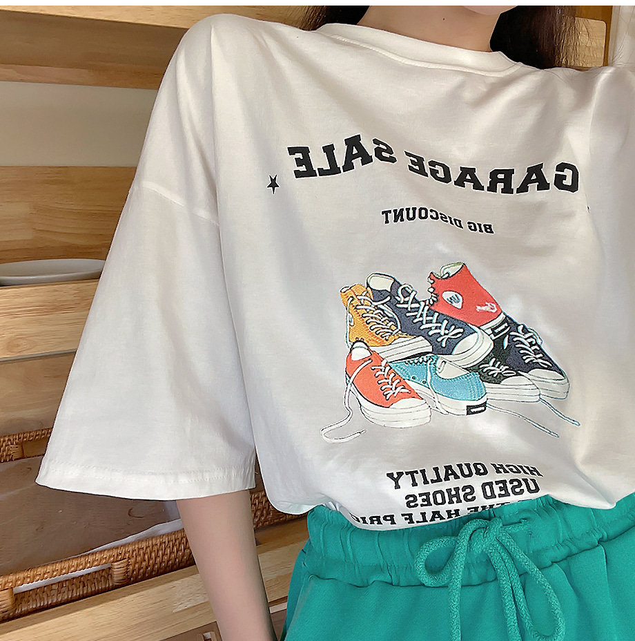 리리앤코 텀츠 프린팅 루즈핏 티셔츠